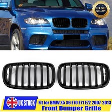 Pair Gloss Black Front Kidney Grill Grilles For 2007-2013 BMW E70 X5 E71 X6 UK