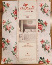 Cath Kidston London Rose and Bow Pink KING 4 Piece Cotton Sheet Set Deep Fit NIP