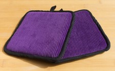 x2 Brown / Purple Corduroy Fabric Pot Holders Home Kitchen Baking Oven Square UK