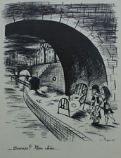 Raymond Peynet: The Surprise, Humorous Signed Engraving, 1943