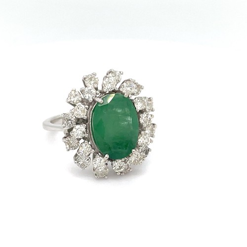 Emerald and diamond cluster - emerald,