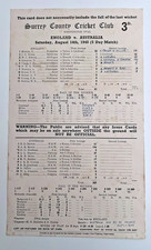 RARE 1948 Oval Test Scorecard