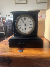 Small Antique Slate Timepiece Mantle Clock in Working Order.