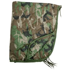 Army Poncho US GI Liner Quilted Travel Blanket Sleeping Bag Mat Woodland Camo