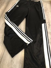 VINTAGE ADIDAS POPPERS TRACKSUIT BOTTOMS SIZE LARGE BLACK