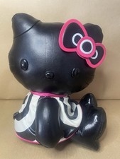 Hello Kitty Mac Cosmetics Black Faux Leather Plush Doll Limited Edition 2008 8"