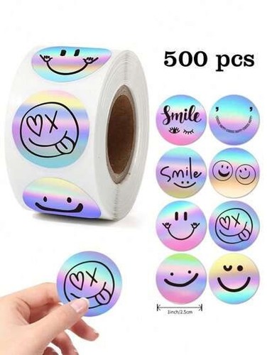 500 pcs holographic smiley - pcs,