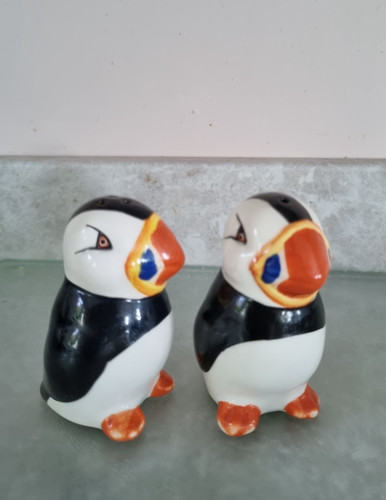 Ceramic puffin bird salt - ceramic,