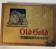 VINTAGE OLD GOLD CIGARETTES TIN THE TREASRE OF THEM ALL5-7/8" X 4-3/8"