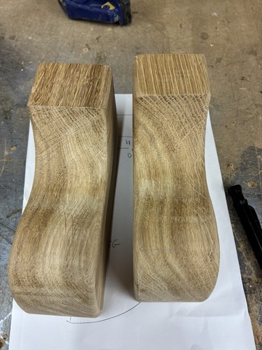 Pair handmade solid oak - of,