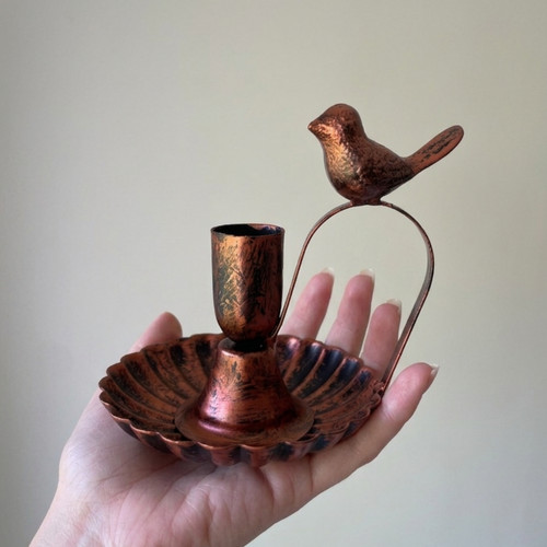 Metal bird candle - bird, holder
