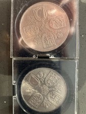 Pair Of Elizabeth II Five Shilling Coins.