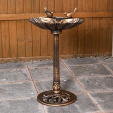 Factory Seconds: 81cm Bronze Effect Garden Patio Bird Bath with Bird Sculptures