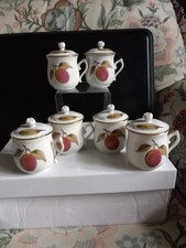 Royal Worcester Evesham Set Of Six Small Custard Cups With Lids