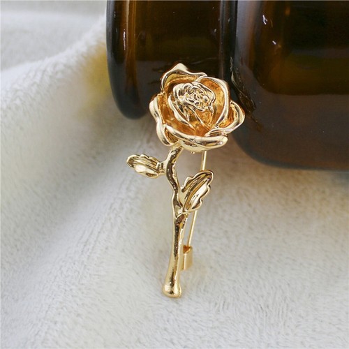 Floral metal rose brooch - floral,