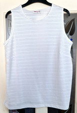 BONMARCHE WHITE STRIPED VEST TOP ROUND NECK SIZE M