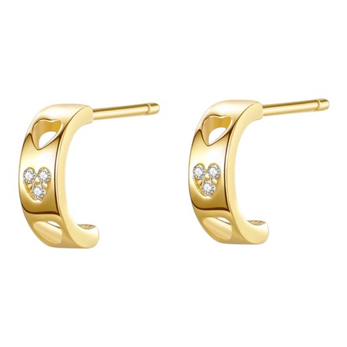 Heart cubic zirconia stud hoop - cubic,