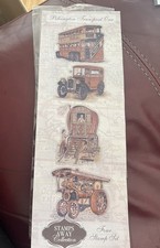STAMPS AWAY - 4 stamps set PILKINGTON TRANSPORT - bus car steam engine & caravan