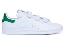 adidas Originals STAN SMITH CF Trainers WHITE/GREEN -Slip On Straps Size UK 12
