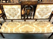 NEWLY FrenchPolished Antique Victorian Rosewood Inlaid Settee/Sofa 19thC-FREEdvy