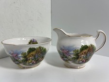 Royal Vale Country Cottage Garden Milk Jug & Sugar Bowl - Bone China