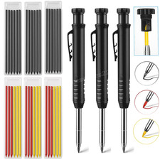 3 PCS Carpenter Pencils +36 PCS Marker Refills, Woodworking Long Nib Marker Pens