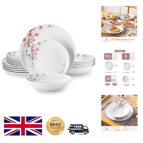 Floral piece porcelain - floral, 18-piece