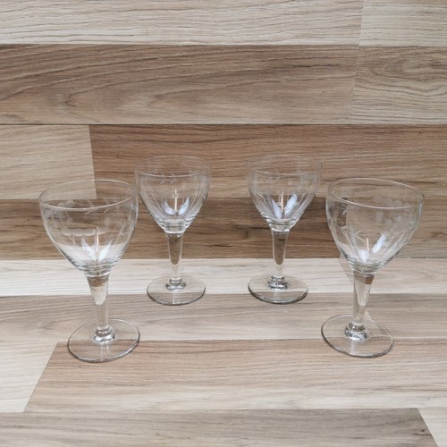Vintage floral etched wine - x,