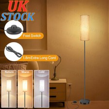 Modern Floor Lamp Standing Light for Living Room with Linen Lampshade & LED Bulb