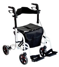Duo Deluxe Rollator and Transit Chair Rollator Walker White