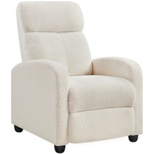 Upholstered Boucle Recliner Sofa Adjustable Reclining Chair Living Room Ivory