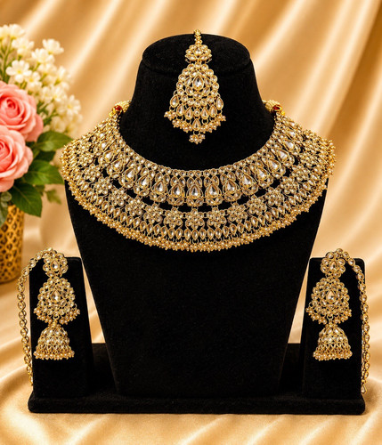Gold tone clear crystal ethnic - gold,