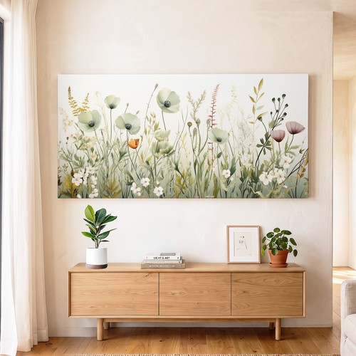 Sage green floral wall - sage,