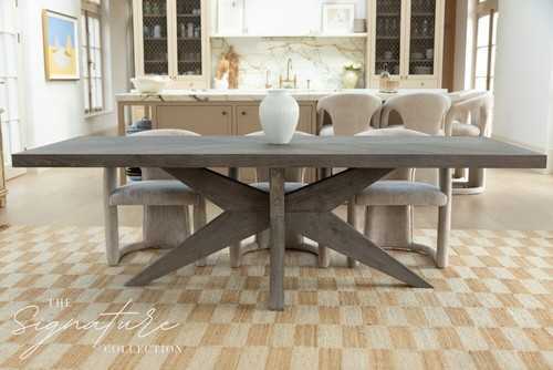 Oak herringbone dining table - oak,