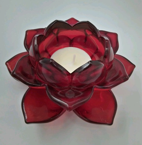 Candle holder red - candle, glass