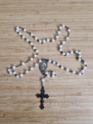 Catholic white pearl beads - catholic,