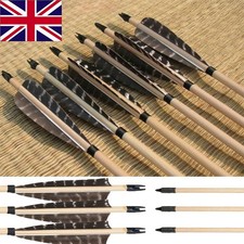 12X 5" Feathers Wooden Arrows 32'' for Archery Traditional Recurve Bow Longbow