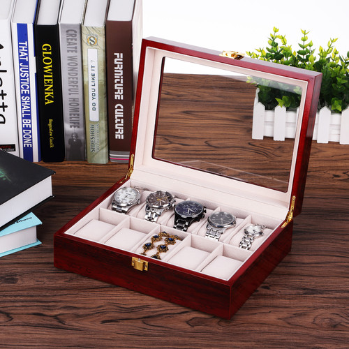 Grids wooden watch - wooden, box