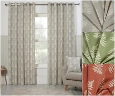 1 Pair Of ESTER Fern Leaf Design Eyelet Header Lined Curtains - 3 Colours