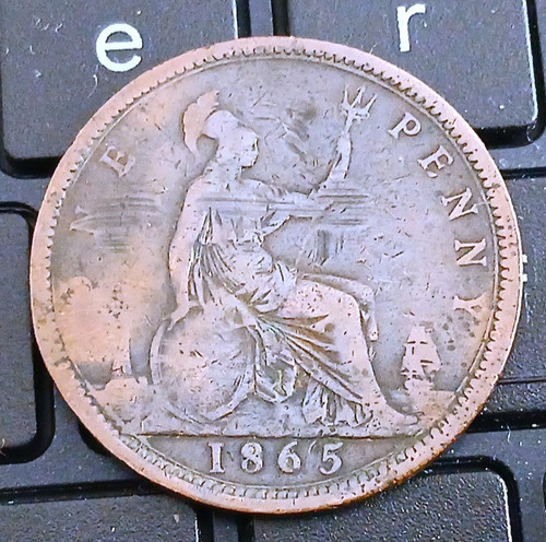 1865 victoria one penny - victoria,