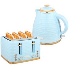 HOMCOM Kettle and Toaster Set 1.7L Kettle & 4 Slice Toaster Light, Blue