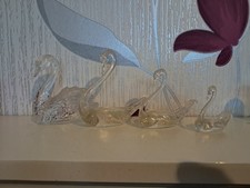 Glass Swan Ornaments x 4 Clear