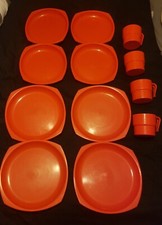 Set Of 12 Vintage 1970s Red