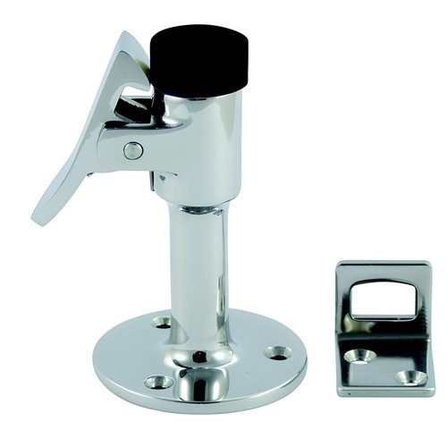 Door stop with foot release - with,