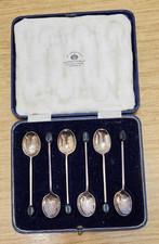 1931 Mappin & Webb Coffee Bean Silver Spoon Set with Case