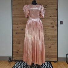  Vintage 1980s Orange Princess Bridesmaid Evening Ballgown Dress Fits 12-14 bg17