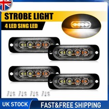 4PCS Amber White LED Car Truck Emergency Warning Hazard Flash Strobe Light Bar