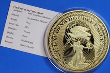 History of Gold, Gold Plated copper medallion, 70mm - 1933 Double Eagle [27943]