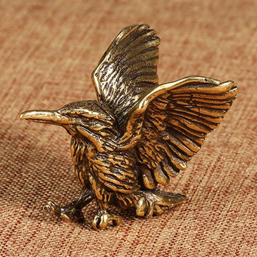 Brass sparrow statue - sparrow,