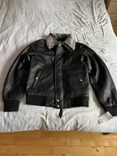 Schott Men's Bomber Leather Jacket Size Small Black RRP £420